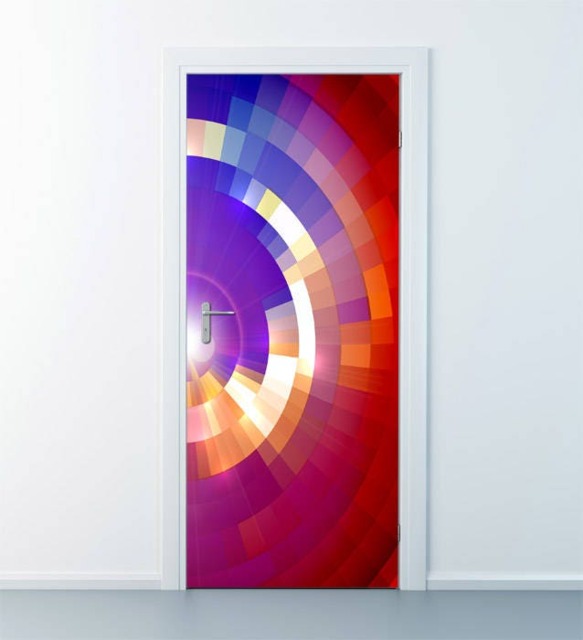 Shapes Wall Decal, Abstract Sticker, Mosaic Door Decor, Modern Mural, Cover Wrap