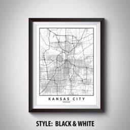 Kansas City Mo Map Art Print Vintage Style Office Decor - thumbnail 2