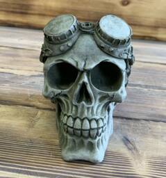 Stone Garden Steam Punk Skull Gothic Human Head Ornament Statue - thumbnail 1