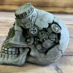 Stone Garden Steam Punk Skull Gothic Human Head Ornament Statue - thumbnail 2