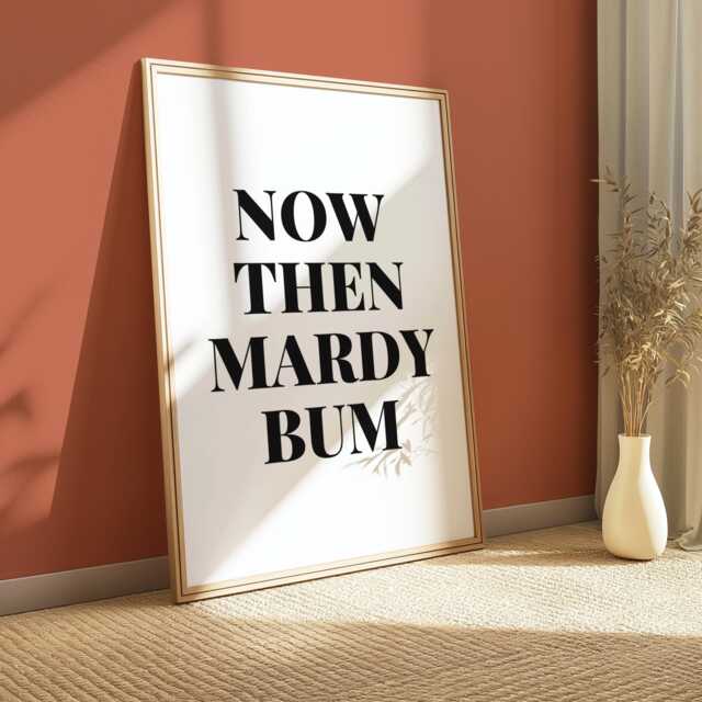 Now Then Mardy Bum Print Black & White Song Lyric Typography - image 1