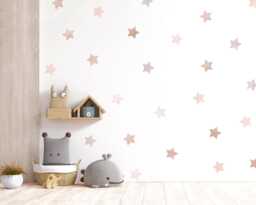 Boho Watercolor Star Wall Decals Neutral Pink Nursery Decor