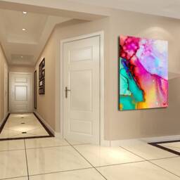 Bright Abstract Marbling Effect Colourful Splashes Small Medium Large Deep Canvas Print Modern Portrait Wall Art Picture Free Delivery - thumbnail 3