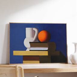 Abstract Painting Print, White Jug, Orange, Book Wall Art, Fine Art Danish Poster Decor, Printable Scandinavian Canvas, Nordic Gift - thumbnail 3