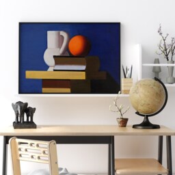 Abstract Painting Print, White Jug, Orange, Book Wall Art, Fine Art Danish Poster Decor, Printable Scandinavian Canvas, Nordic Gift - thumbnail 2