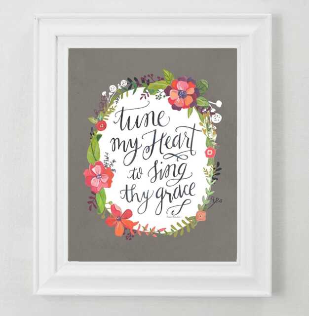 Tune My Heart To Sing Thy Grace - Come Thou Fount Art Print Hymn Wall Decor Thou Fount Christian Gift - image 1