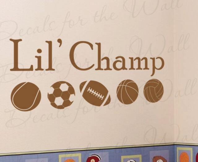 Lil Champ Little Boy Sports Room Kid Brothers Baby Nursery Wall Lettering Decal Decorative Vinyl Quote Stickerdecoration Art Decor B44 - image 1
