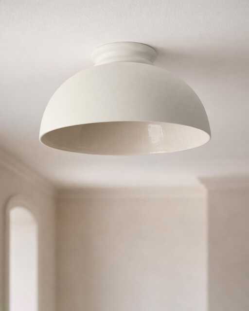 xl Pompeii - Ceramic Flush Mount Ceiling Light Handmade Minimalist Dome Fixture in Bone White - image 1