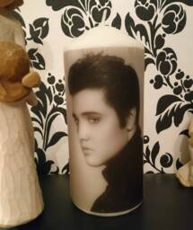 Picture Pillar Candle - Elvis, Cliff Richard, The Beatles, Plus More. Christmas, Birthday, Thank You, Valentines, Mothers Day, Gift - thumbnail 1