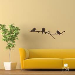 Winter Birds On Branch Wall Decal - Vinyl Stickers Art Custom Home Decor - thumbnail 1