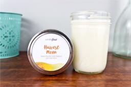 Harvest Moon Soy Candle in Half Pint Mason Jar, Scented Candle, Wood Wick Harvest Moon Fall - thumbnail 1