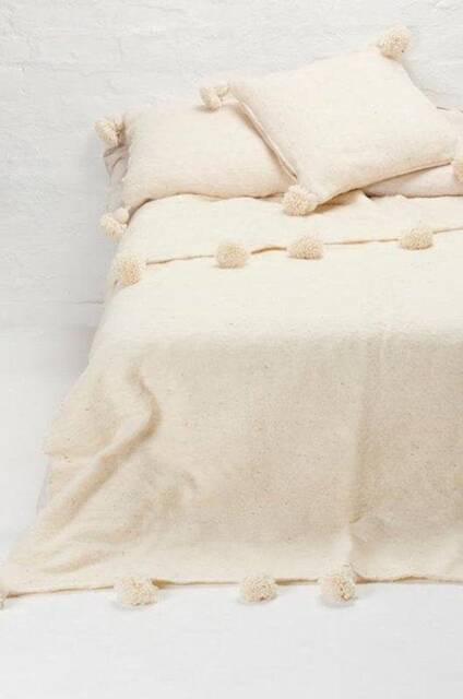 Wool Blanket - Moroccan Blanket -Comfy Bedroom D??cor Gift Handmade Soft Wool Moroccan Ivory Birthday For Mom - image 1