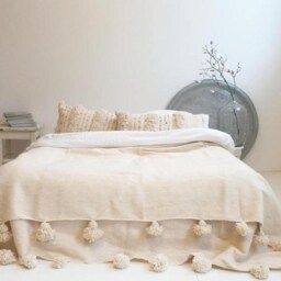 Wool Blanket - Moroccan Blanket -Comfy Bedroom D??cor Gift Handmade Soft Wool Moroccan Ivory Birthday For Mom - thumbnail 2