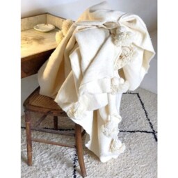 Wool Blanket - Moroccan Blanket -Comfy Bedroom D??cor Gift Handmade Soft Wool Moroccan Ivory Birthday For Mom - thumbnail 3