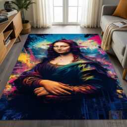 Mona Lisa Glitch Rug, Modern Pop Art Area Carpet - thumbnail 1