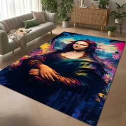 Mona Lisa Glitch Rug, Modern Pop Art Area Carpet - thumbnail 2