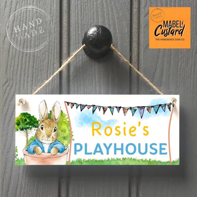 Fun Peter Rabbit Personalised Door Sign - Kids Personalised Door Sign Bedroom Playhouse - image 1