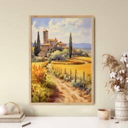 Tuscany Vineyard Watercolor Painting Italian Landscape Art Print - thumbnail 2