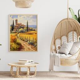 Tuscany Vineyard Watercolor Painting Italian Landscape Art Print - thumbnail 3