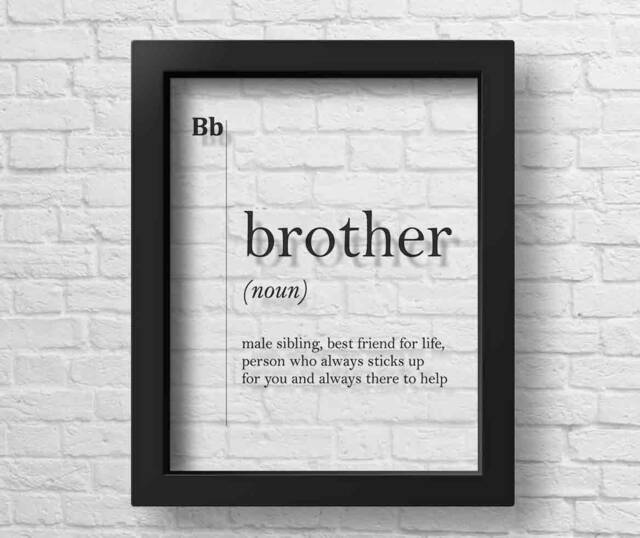Transparent Brother Gift Ideas Definition Print Quotes Birthday Family Wall Art Dictionary - image 1