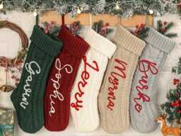 Personalized Knitted Christmas Stocking 3D Embroidered Name, Holiday Decor