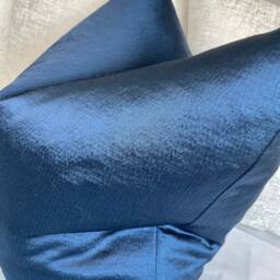 Deep Navy Cushion Cover, Throw Pillow, Luxury Collection - Harlequin Fabric, Satin Textured Look Perfect For Euro Pillows Bed - thumbnail 3