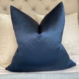 Deep Navy Cushion Cover, Throw Pillow, Luxury Collection - Harlequin Fabric, Satin Textured Look Perfect For Euro Pillows Bed