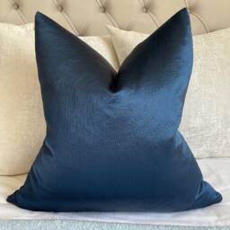 Deep Navy Cushion Cover, Throw Pillow, Luxury Collection - Harlequin Fabric, Satin Textured Look Perfect For Euro Pillows Bed - thumbnail 4