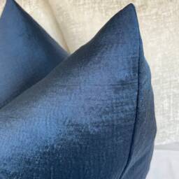 Deep Navy Cushion Cover, Throw Pillow, Luxury Collection - Harlequin Fabric, Satin Textured Look Perfect For Euro Pillows Bed - thumbnail 2