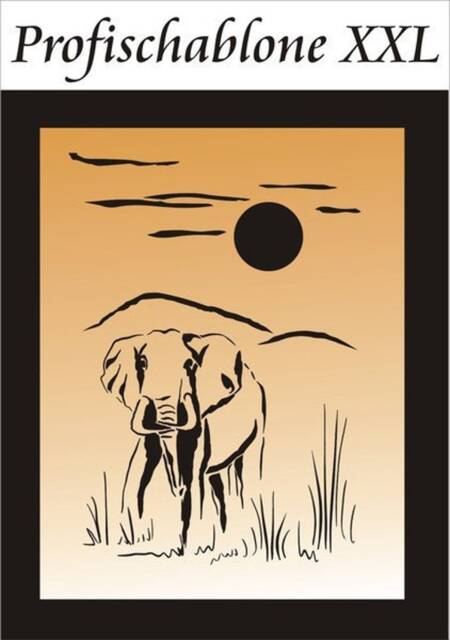 Stencil, Wall Stencil, Africa Painting Decoration, Children's Motif, Motif - Desert Elephant - Motif Size 90 X 60 cm