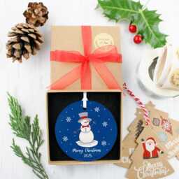 Personalised Snowman Ceramic Christmas Tree Decoration - Custom Name Ornament, Holiday Keepsake Gift - thumbnail 4