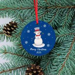Personalised Snowman Ceramic Christmas Tree Decoration - Custom Name Ornament, Holiday Keepsake Gift - thumbnail 2