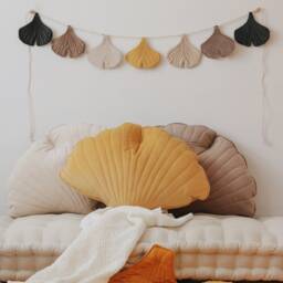 "Velvet Ginkgo Leaf Pillow ""Cream" - thumbnail 4