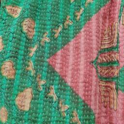 70S Style Kantha Throw Blanket Hand-Stitched Vintage Bedcover - thumbnail 4