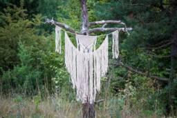 Macrame Wall Hanging Large Tapestry Over The Bed Decor Boho Bedroom Wedding Backdrop Modern Macrame Garland Bohemian Home - thumbnail 1