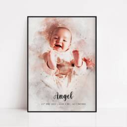 Personalised Portrait For Baby, Baby Shower Gift, Gift New Parents, Mothers Day Keepsake, Mom & Art, Mom, Nursery Print - thumbnail 1