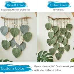 Safari Nursery Decor Green Leaves, Jungle Decor, Macrame Wall Hanging, Boho Art, Gift L02 - thumbnail 3