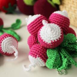 Crochet Vegetables Rattle Baby Toys With Tote Bag, Play Food Set, 6 12 Months - thumbnail 2