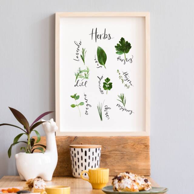 Herbs Print Wall Art For The Kitchen Herb Poster Kitchen Print Watercolour Herb Set Sign Oregano Rosemary Sage Parsley - image 1