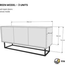 Modern Sideboard, Custom-Made - Natural Oak, Green - thumbnail 2