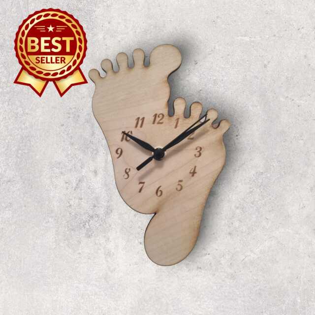 Feet Shaped Wood Clock - Cherry, Oak Or Walnut Finish. Custom Sizes & Shapes Made - image 1