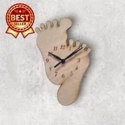Feet Shaped Wood Clock - Cherry, Oak Or Walnut Finish. Custom Sizes & Shapes Made