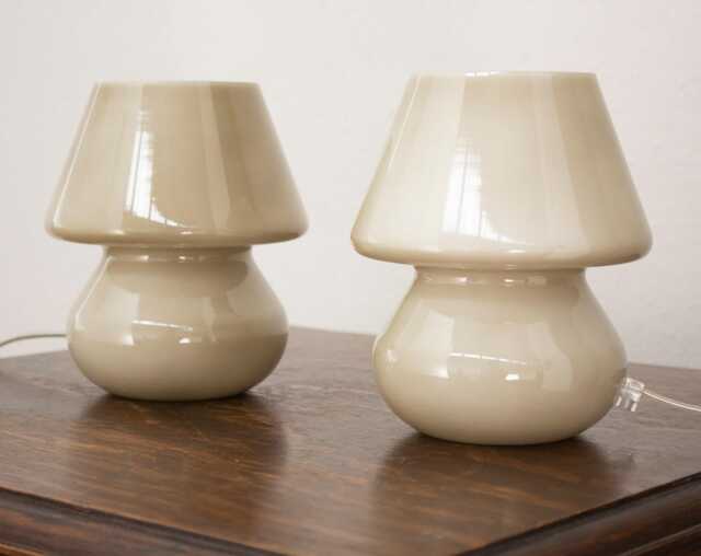 Venetian Mushroom Lamp Set Of Two Murano Glass Table Light - Handmade Italy - image 1