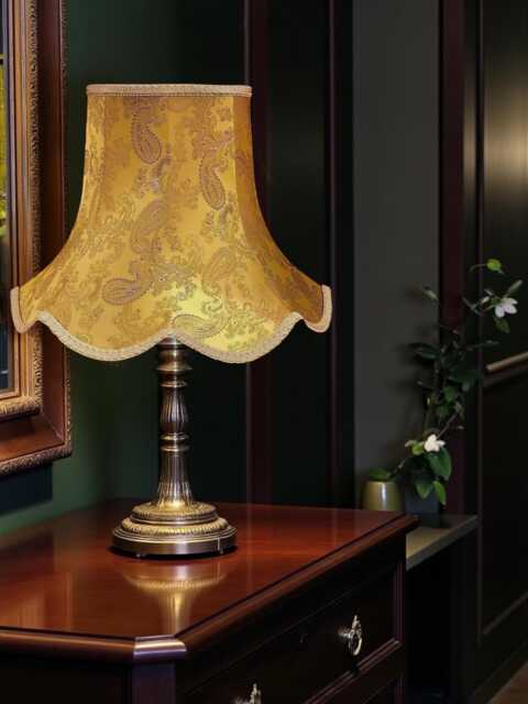 Traditional Gold Paisley Fabric Lampshade Handmade in The UK For Table & Floor Standard Lamp Shades, Ceiling Lights, Clip On Wall Lights - image 1