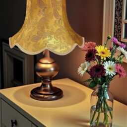 Traditional Gold Paisley Fabric Lampshade Handmade in The UK For Table & Floor Standard Lamp Shades, Ceiling Lights, Clip On Wall Lights - thumbnail 2