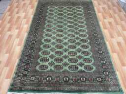 5x8 Pistachio Green Bokhara Rug - Washable Kitchen Woolen Living Room Hand Knotted Wall Maroon - thumbnail 1