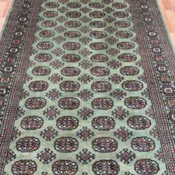 5x8 Pistachio Green Bokhara Rug - Washable Kitchen Woolen Living Room Hand Knotted Wall Maroon - thumbnail 3