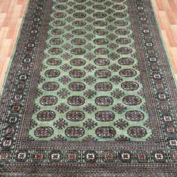 5x8 Pistachio Green Bokhara Rug - Washable Kitchen Woolen Living Room Hand Knotted Wall Maroon - thumbnail 2