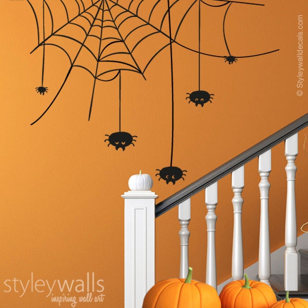 Halloween Wall Decal, Spiders Spider Web Sticker, Sticker Decor For Home Living Room - image 1