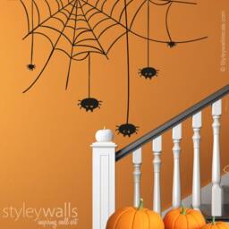 Halloween Wall Decal, Spiders Spider Web Sticker, Sticker Decor For Home Living Room - thumbnail 1